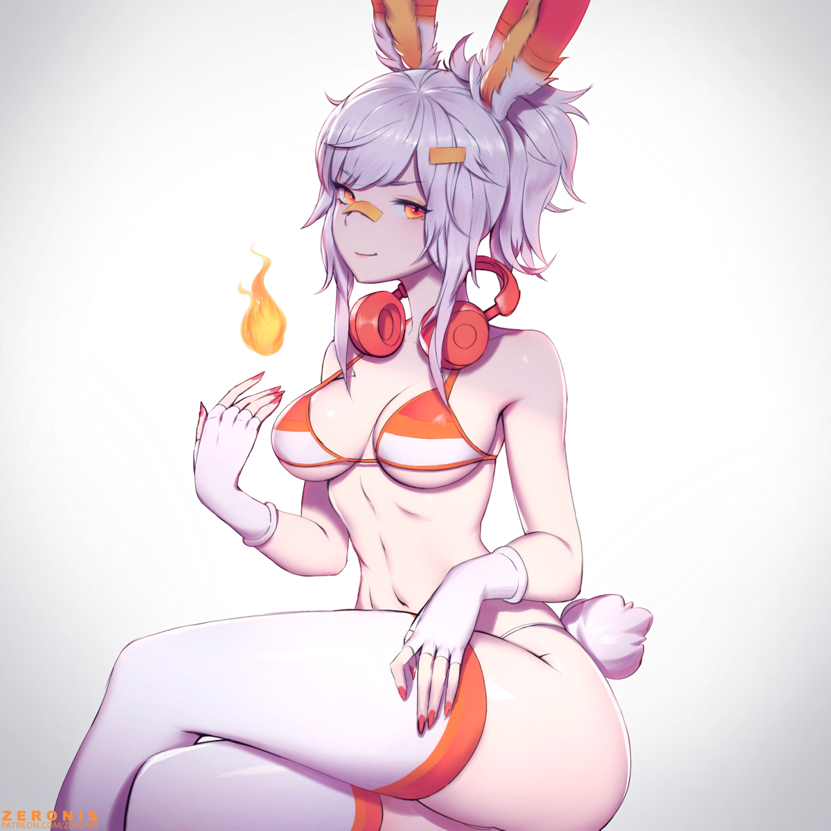 Ушастая - NSFW, Аниме, Арт, Anime Art, Покемоны, Scorbunny, Хуманизация, Zeronis