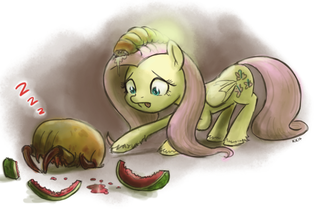 Zombie Shay and Headcrab - My little pony, Headcrab, Fluttershy, MLP crossover, Half-life 2, King-Kakapo