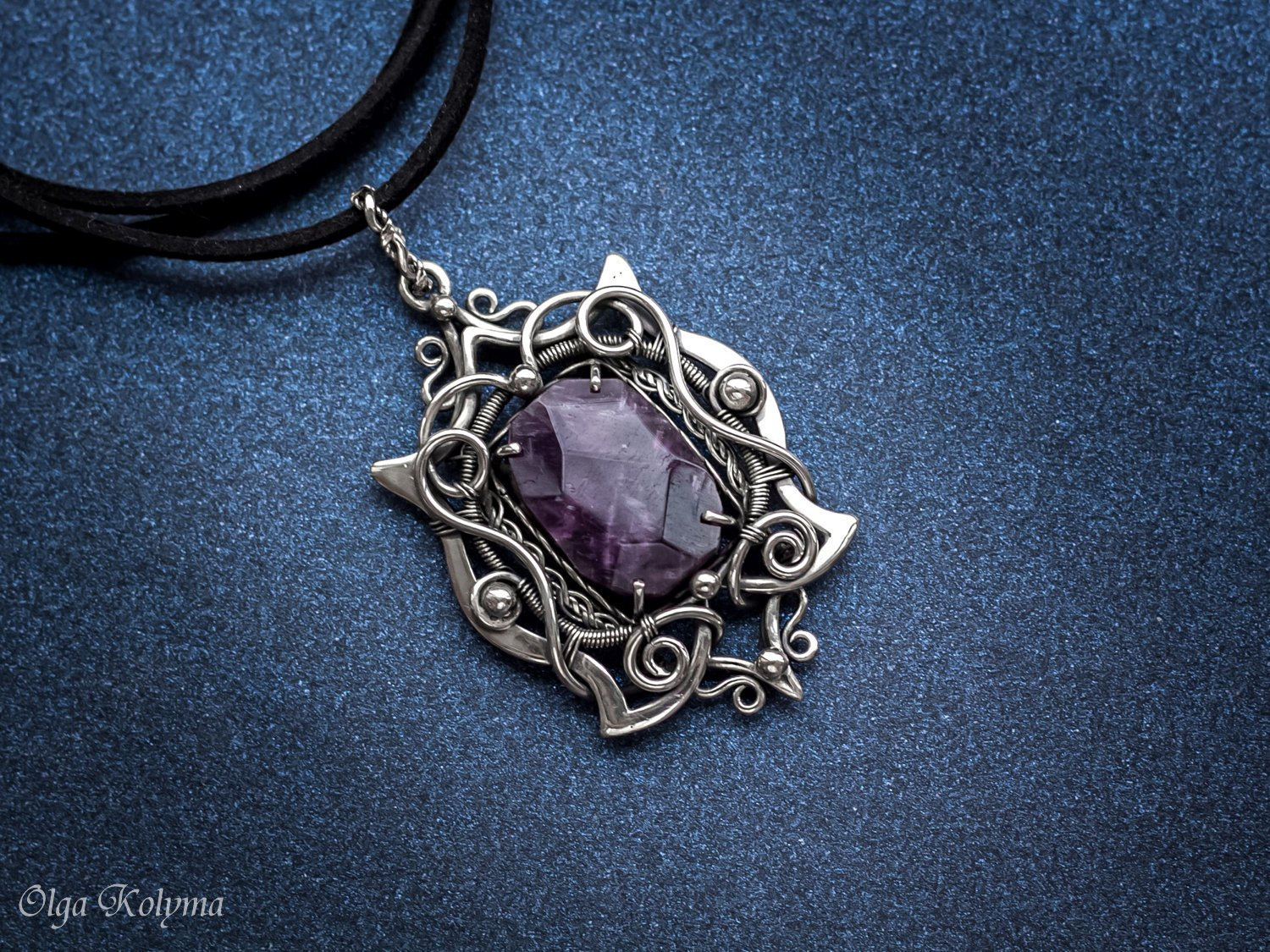 Pendant with amethyst - My, Wire wrap, Amethyst, Pendant, Decoration, Needlework without process, Longpost