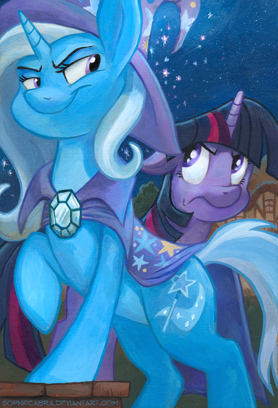 The Smug and Arrogant Trixie - My little pony, Trixie, Twilight sparkle, Traditional art, Collab, Kenket, Spainfischer