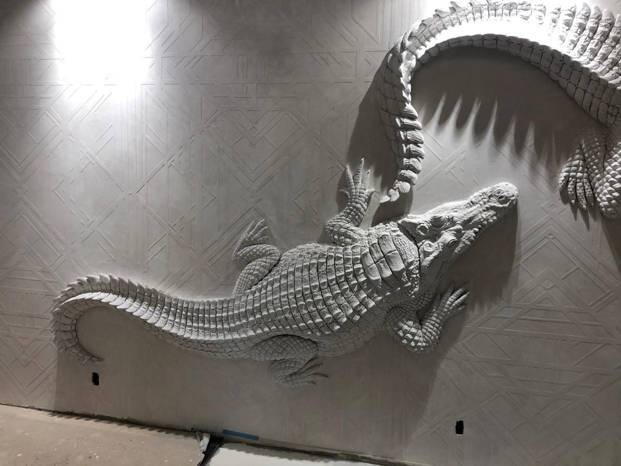 crocodiles - My, Bas-relief, Interior, Crocodile, Stucco, Longpost, Design, Crocodiles