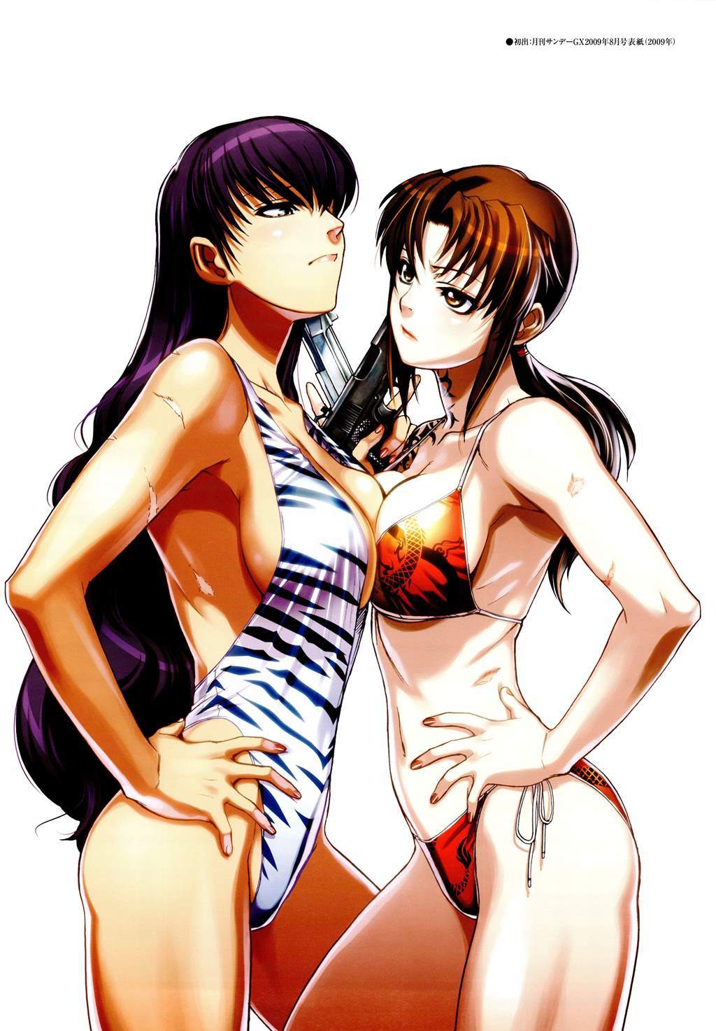 Black Lagoon Mission Call official artbook NSFV part - NSFW, Black lagoon, Anime art, Beautiful girl, Swimsuit, Revy, Roberta, Balalaika Black Lagoon, , Longpost