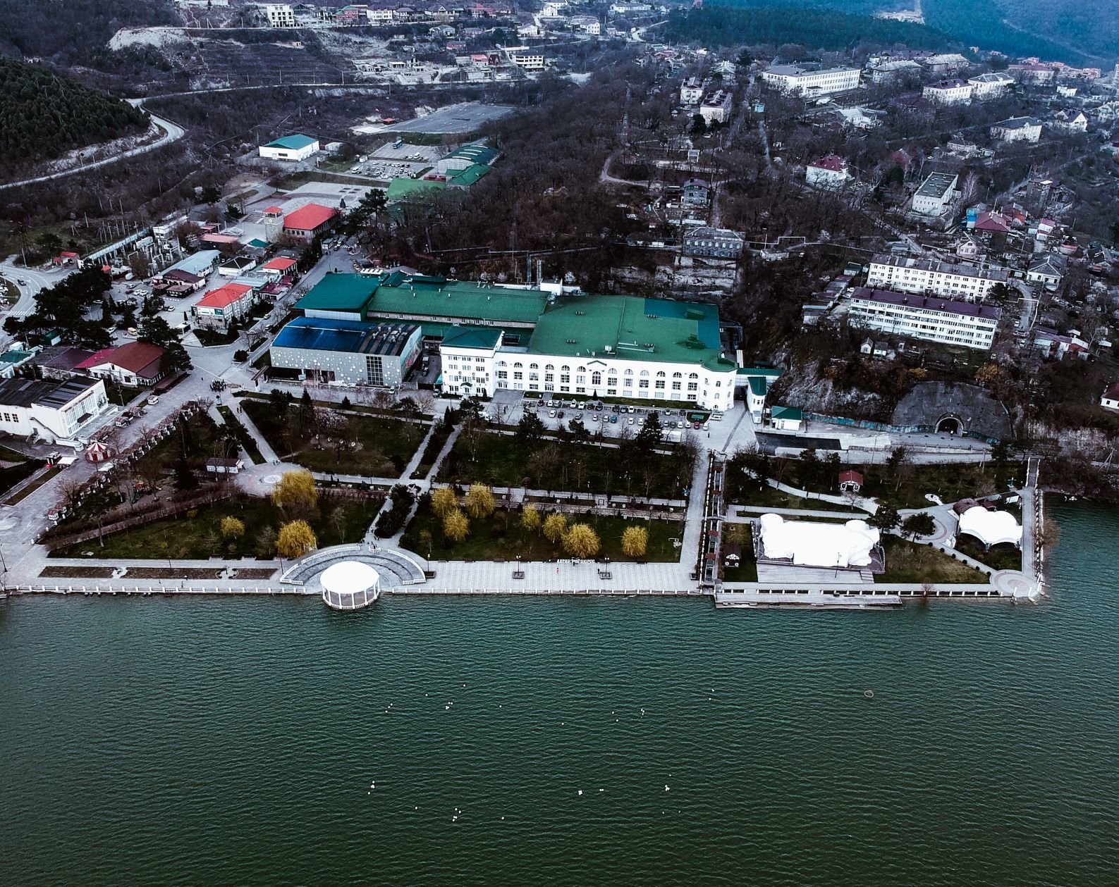 Abrau-Durso and Small Limanchik from a bird's eye view. - Abrau-Durso, Estuary, Drone, Quadcopter, Sea, Novorossiysk, Longpost