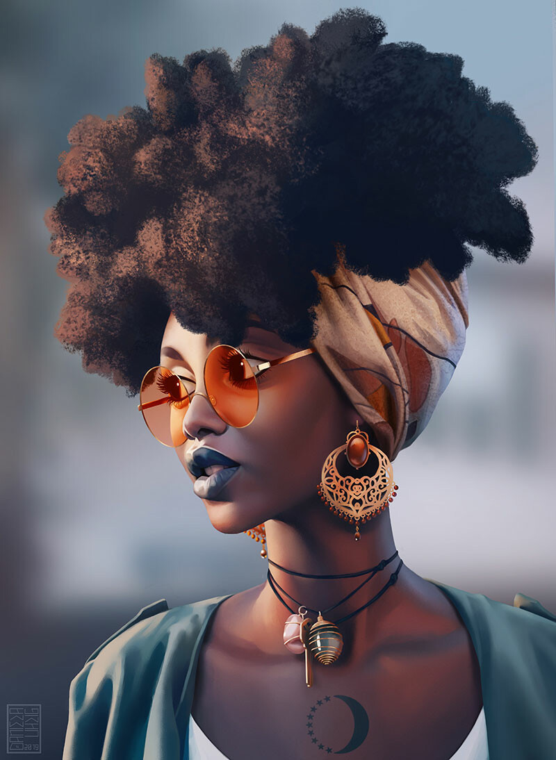 Afro - Art, Drawing, Girls, Daniela Uhlig