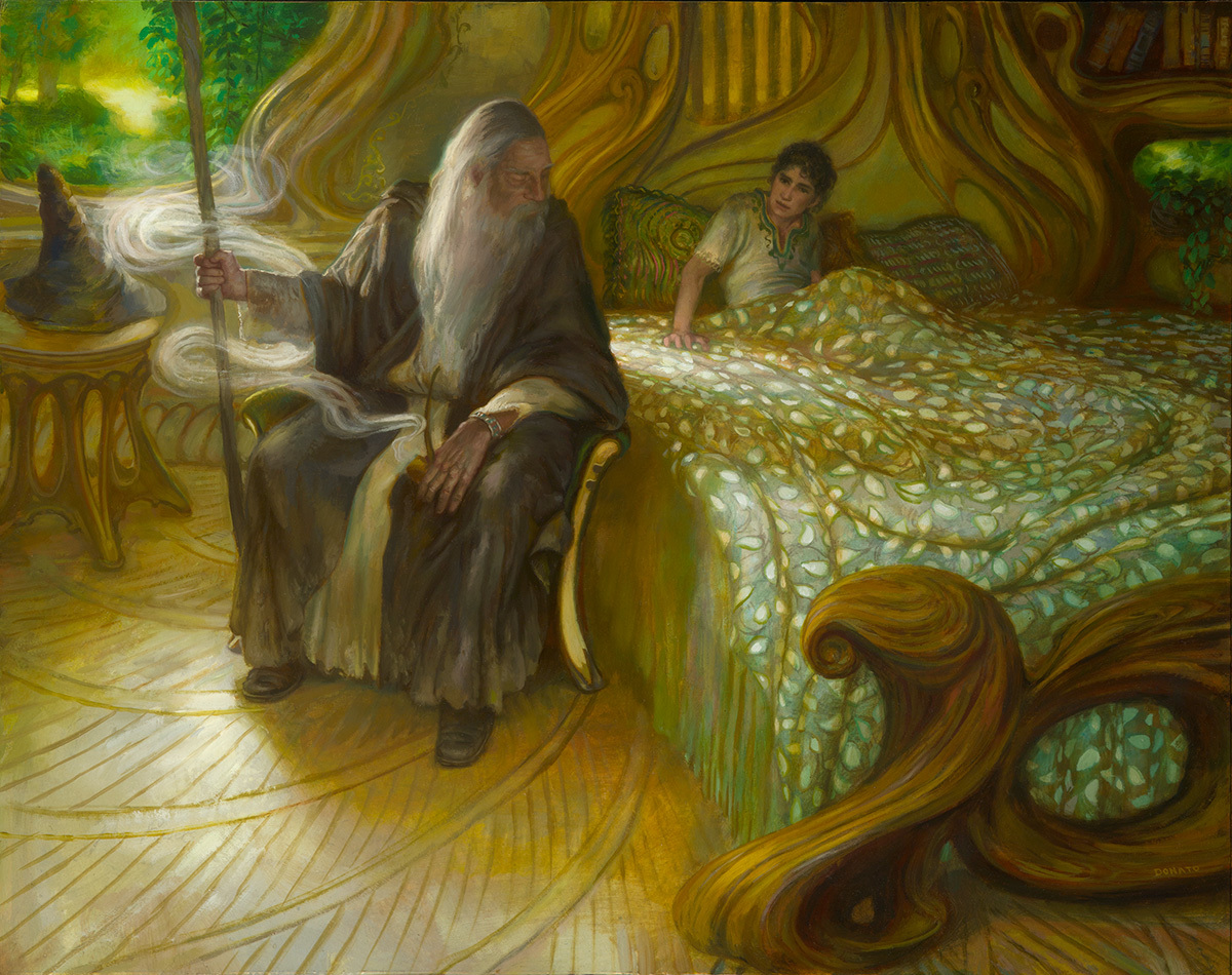 Rivendell - Art, Drawing, Tolkien, Lord of the Rings, Gandalf, Frodo Baggins, Rivendell, Donato Giancola