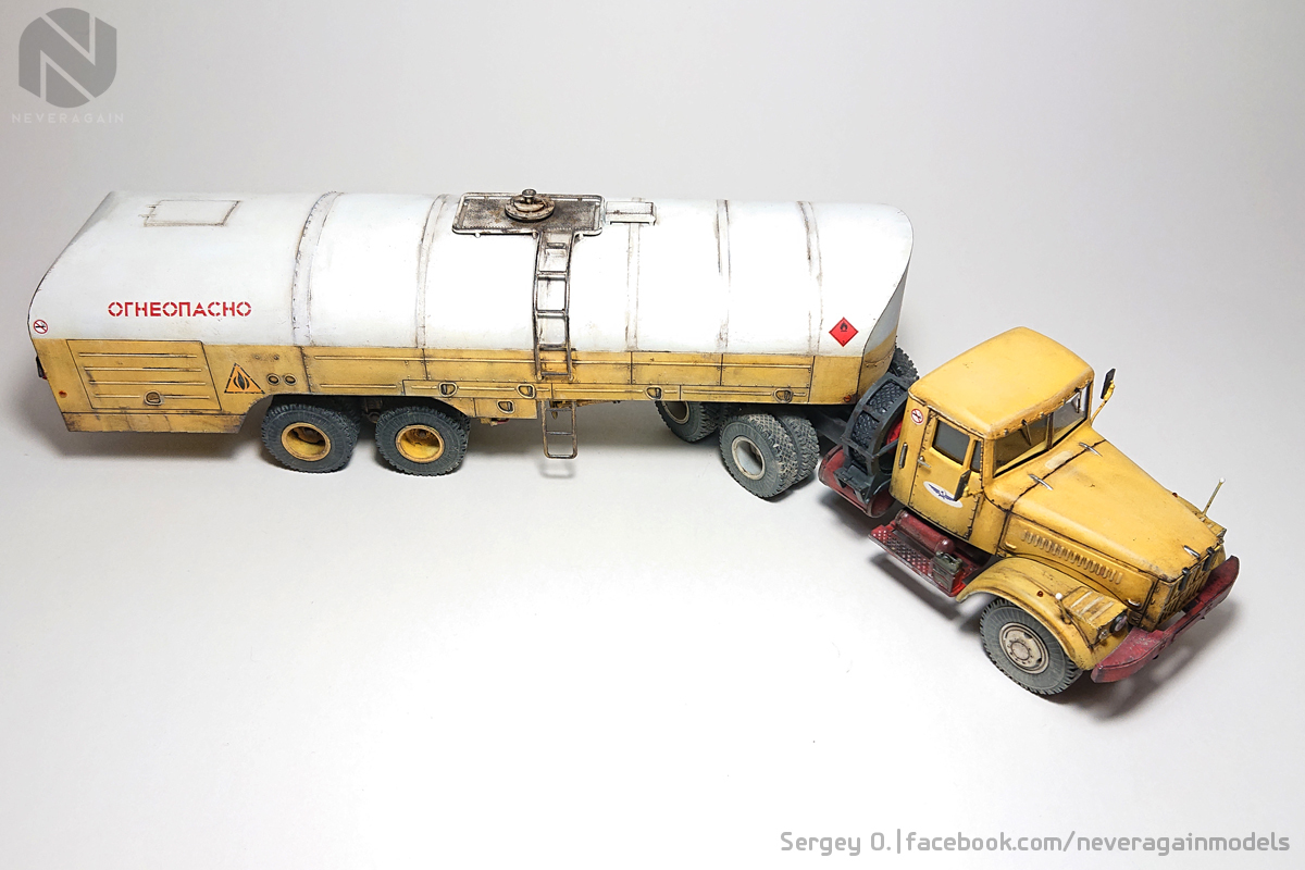 Kraz, who carries kerosene to everyone - My, Stand modeling, Scale model, , Refueller, 1:43, Longpost, Kraz