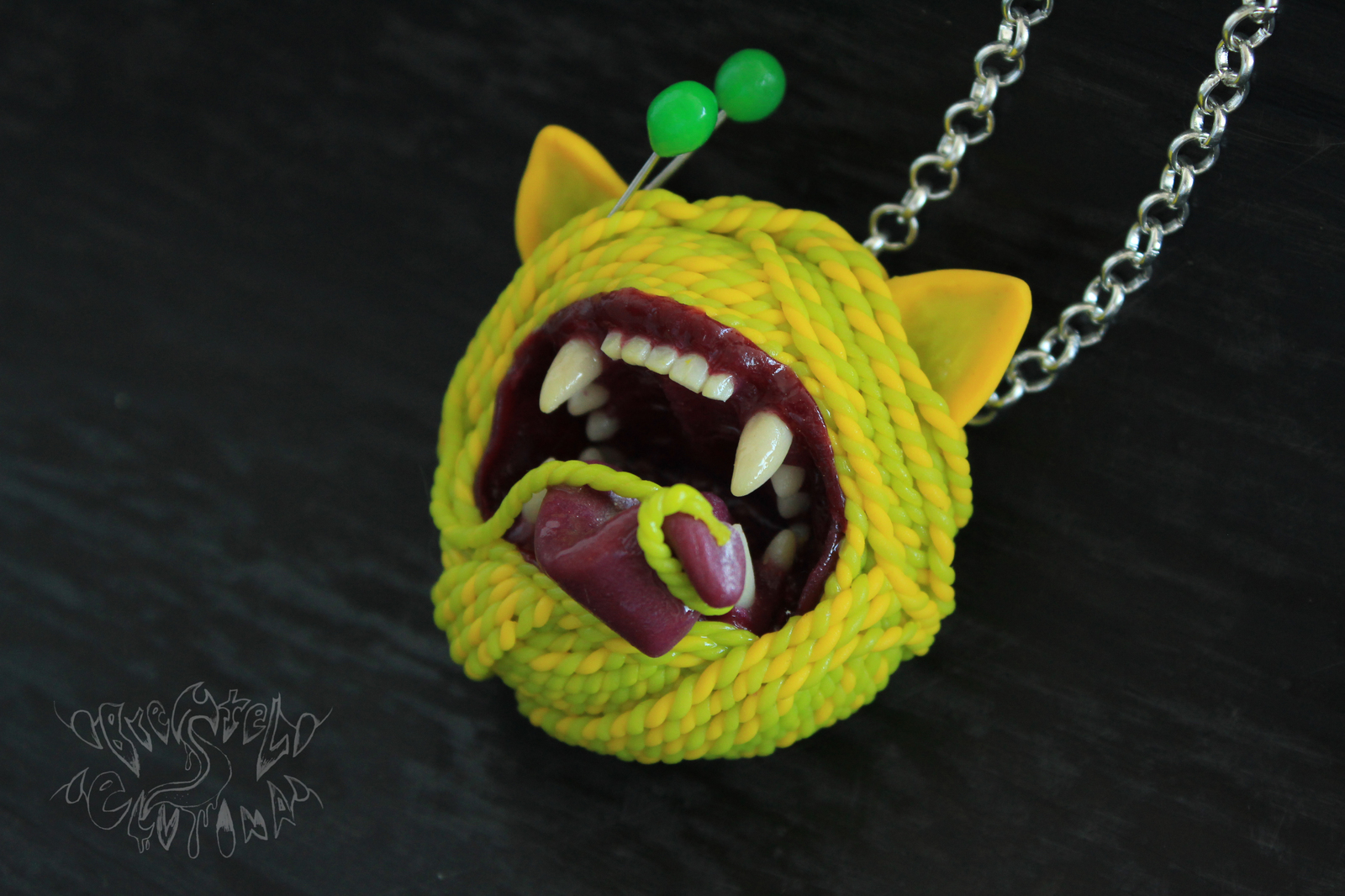 Cat ball made of polymer clay - My, Polymer clay, Knitting, cat, Surrealism, Kripota