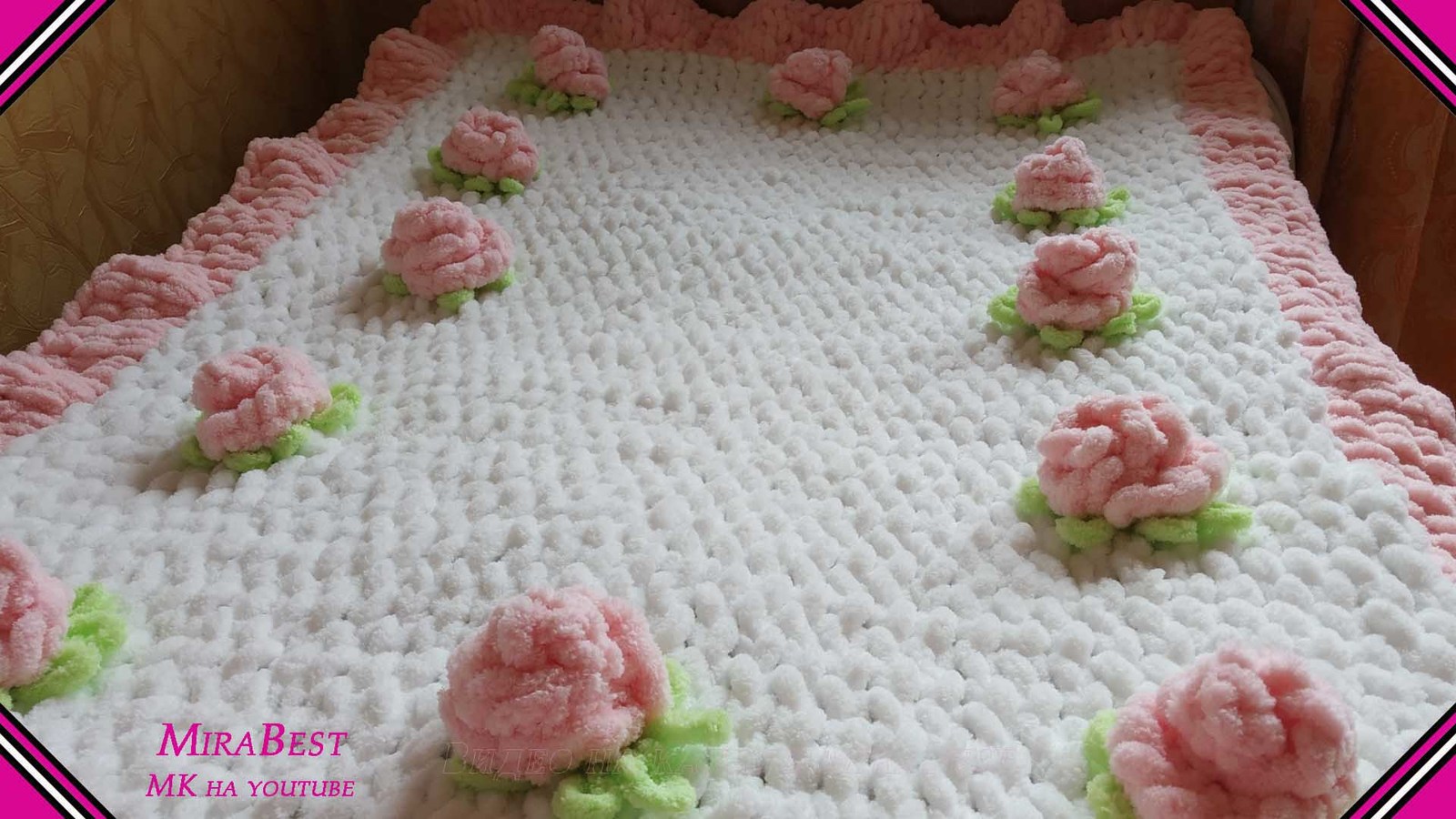 Children's plush blanket from Alize Puffy. - My, , Plaid, Needlework with process, With your own hands, Master Class, Video, Longpost