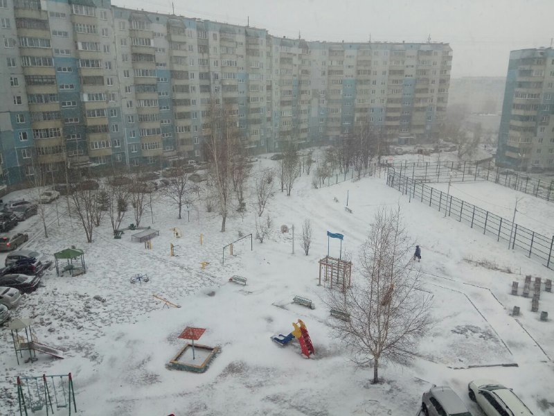 Снова зима: в Новосибирск вернулись снегопады - Новосибирск, Снег, Погода, Апрель, Длиннопост, Фотография