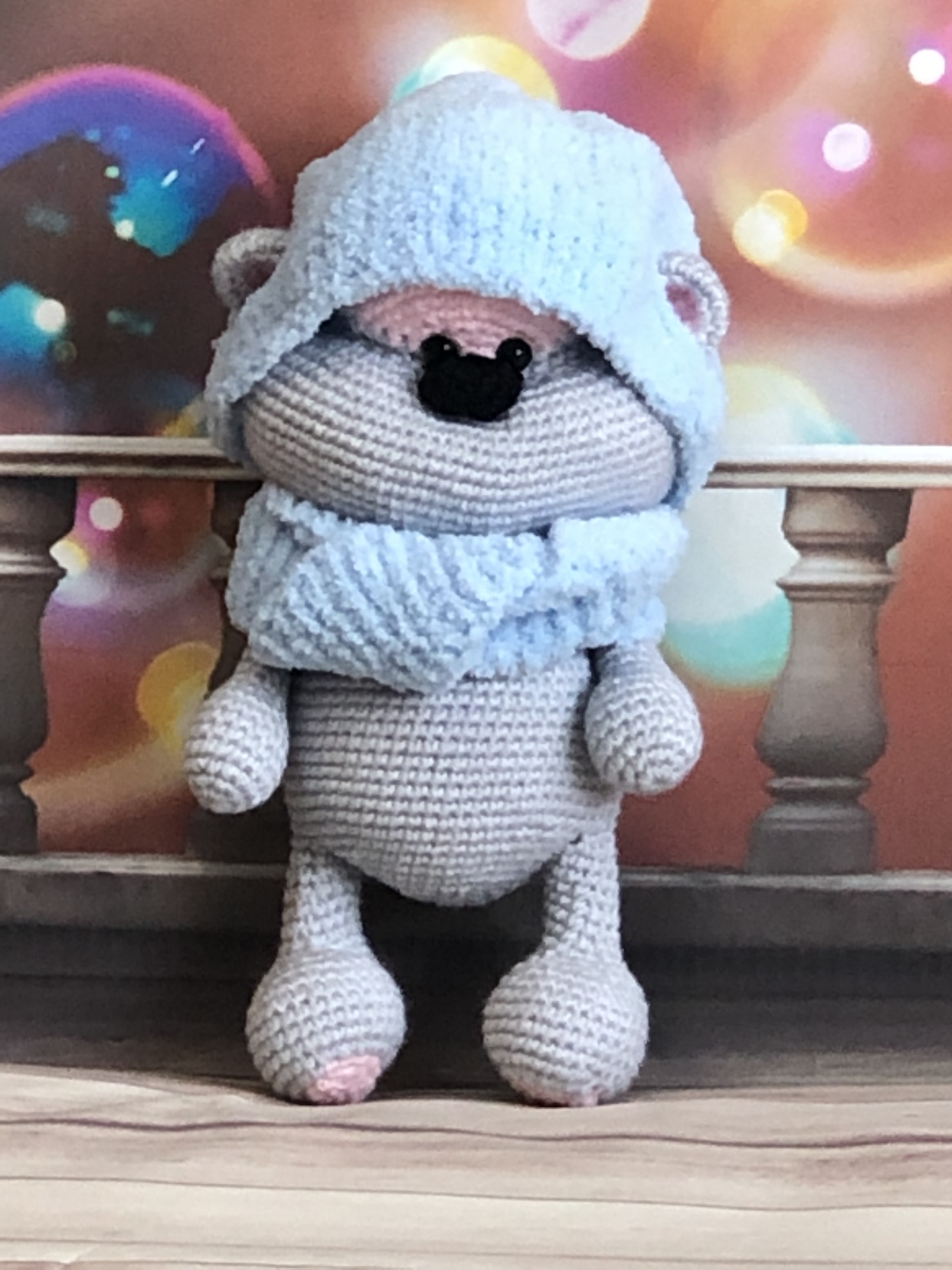 Teddy bear - My, Knitted toys, Author's toy, Amigurumi, Crochet, 