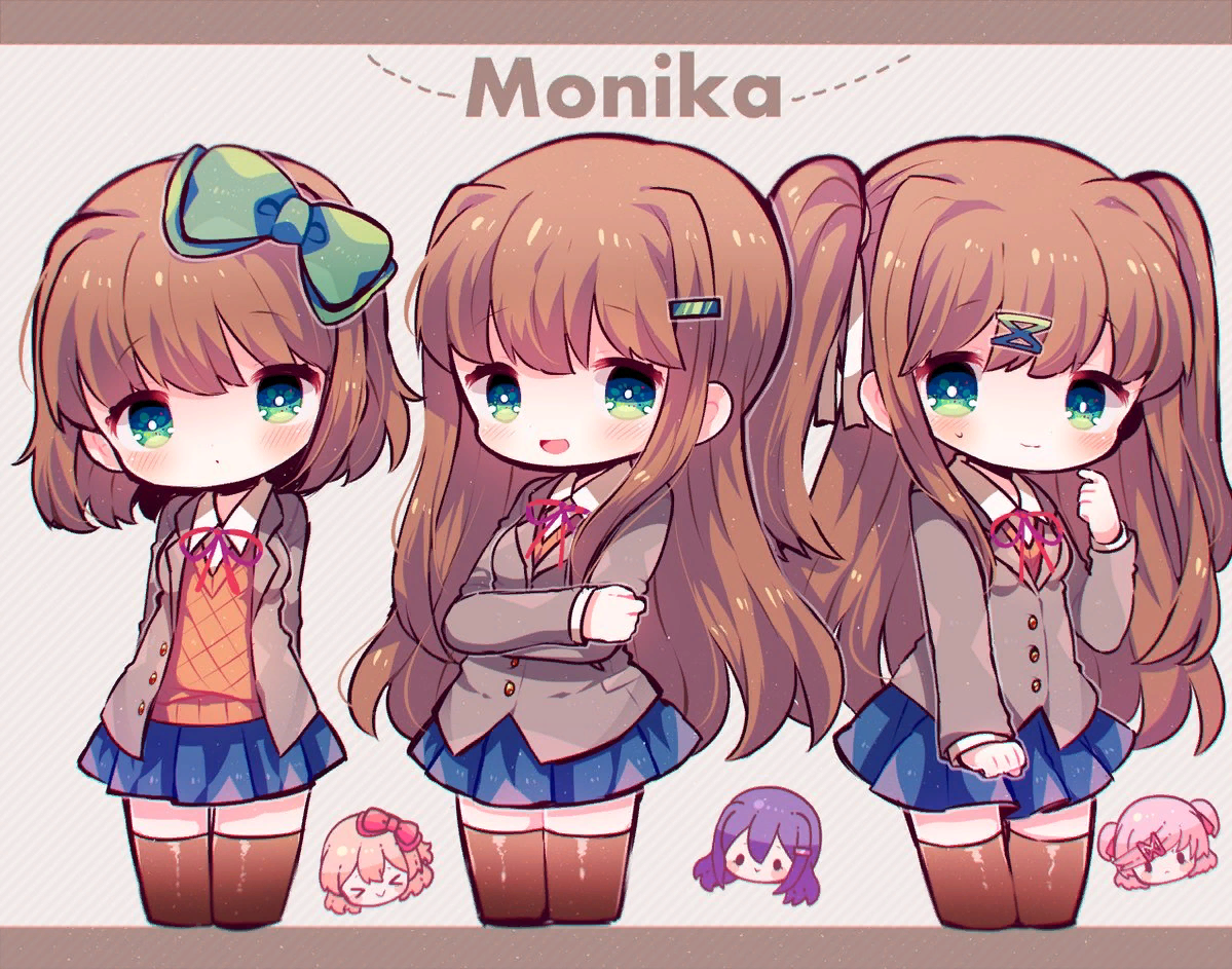 There is only 1 girl in the literature club - Doki Doki Literature Club, Sayori, Natsuki, Yuri DDLC, Anime Art, Визуальная новелла, Just monika, Monika