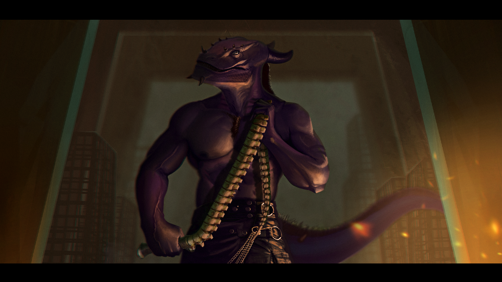 Lizard in the dungeon - My, Art, Digital drawing, Drawing, Characters (edit), Lizard, Lizardmen, Fantasy