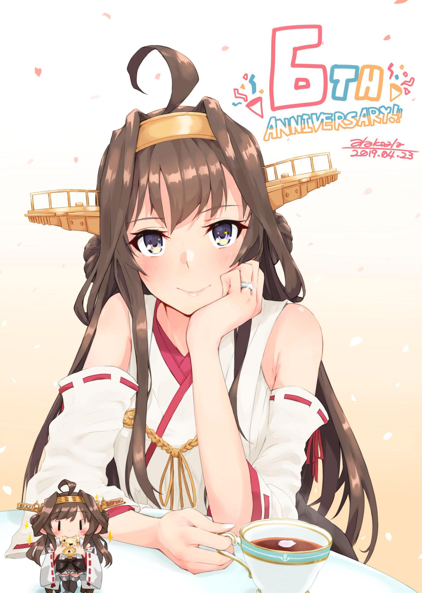 Kongou - Anime, Anime art, Kantai collection, Kongou, , Longpost, Anniversary