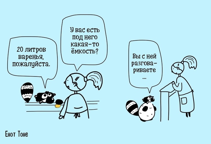 Пара из Петербурга рисует комиксы о ленивом еноте, который чем-то похож на каждого из нас - Адмеру, Картинка с текстом, Юмор, Длиннопост