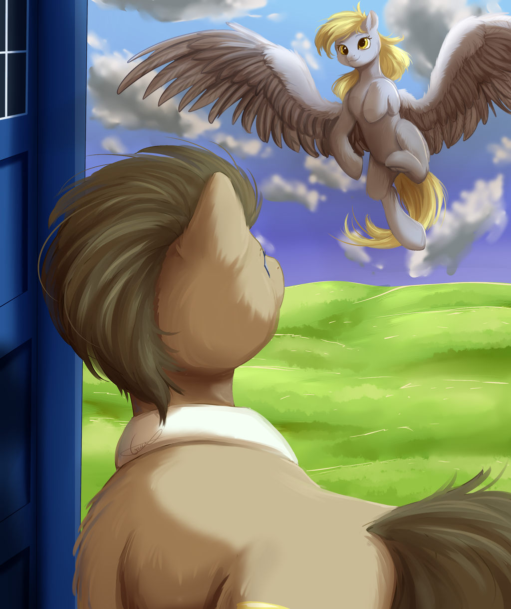 Hello Doctor! - My little pony, Derpy hooves, Doctor Whooves, TARDIS, Peachmayflower