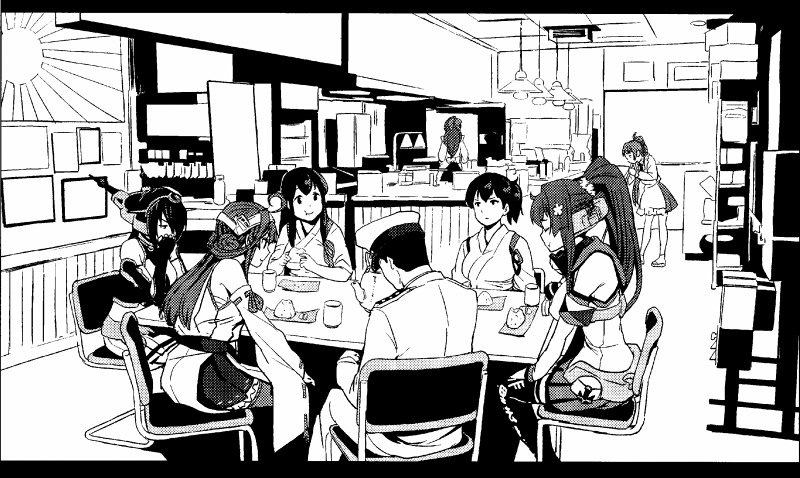 Canteen - Kantai collection, Anime, Anime art, Admiral, Yamato, Kongou, Nagato, Kaga