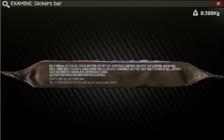 Interesting components of slickers chocolate bar - My, Escape From tarkov, 