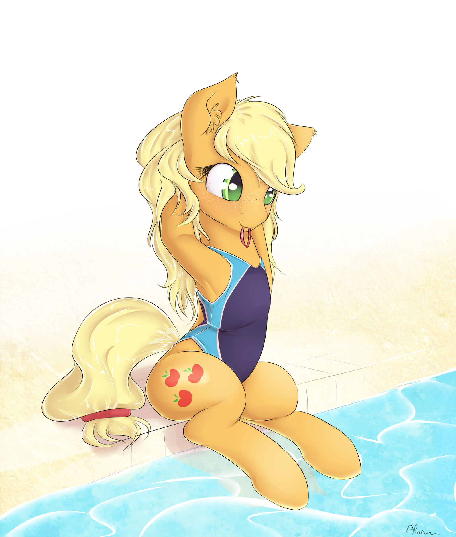 Ready for a swim - My little pony, Applejack, Swimsuit, Alasou