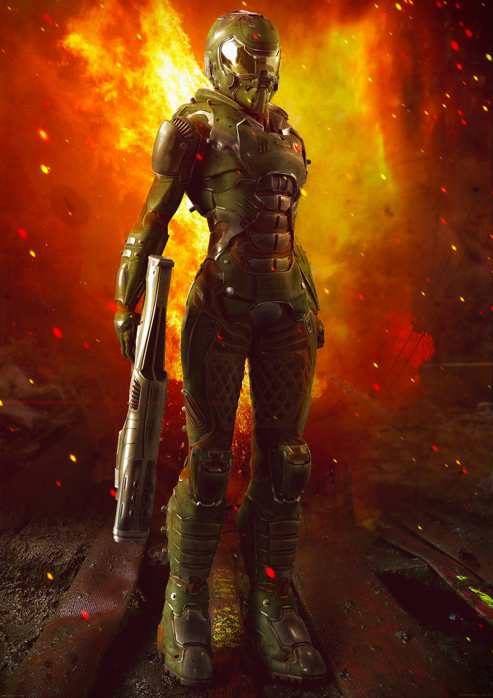 DooM Girl - Art, 3D, Doom, Weapon, , Games, , Longpost