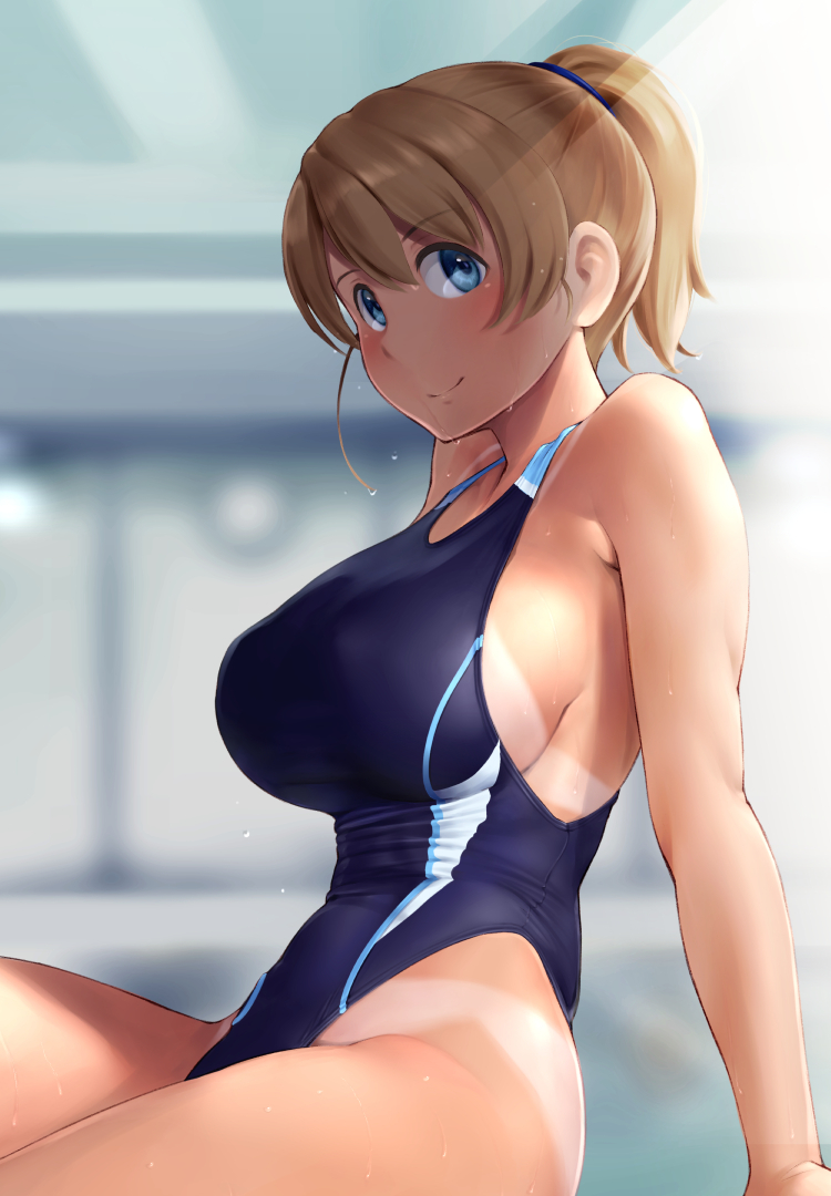 Intrepid - Kantai collection, Intrepid, Swimsuit, Sideboob, Sugoi dekai, Anime art, Anime, Art