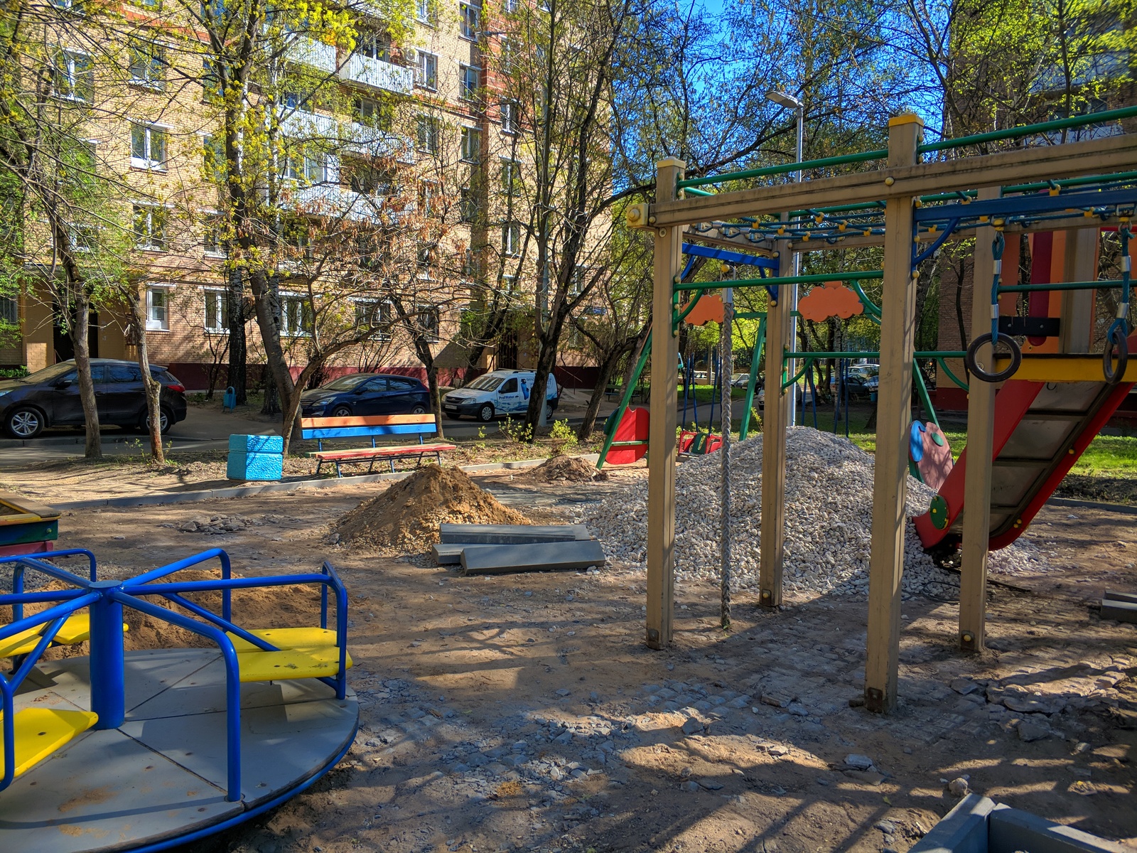 The kids will have fun - My, Playground, Children, Sandbox, Slide, , Repair, Longpost