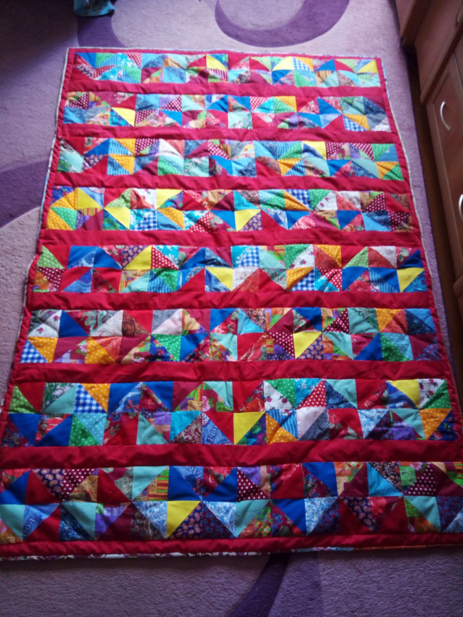 Patchwork quilt. - My, Needlework, A blanket, Patchwork, Patchwork, Longpost