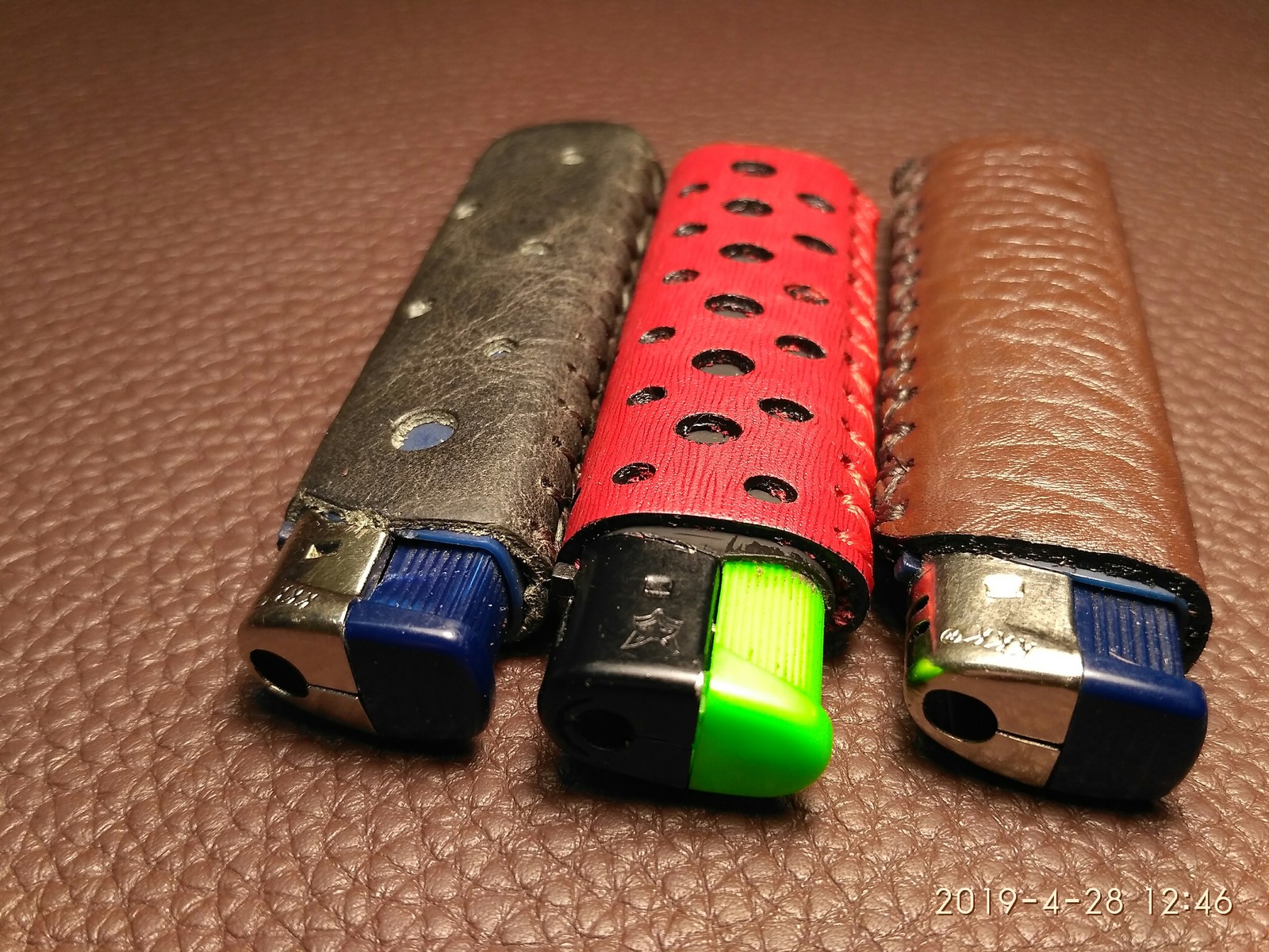 Leather lighter cases - My, Handmade, Needlework without process, Natural leather, Longpost