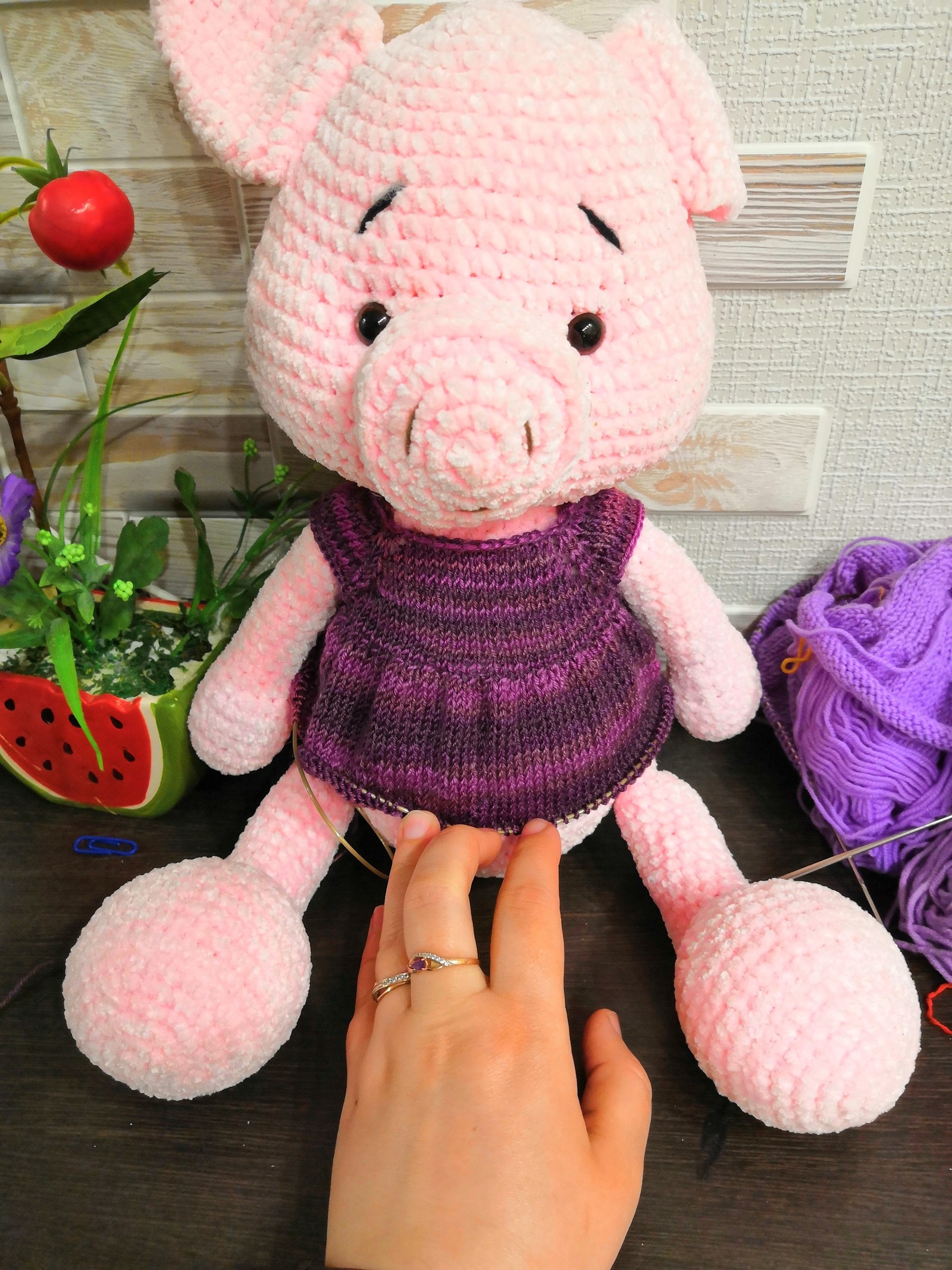 crochet pig - My, Knitting, I knit, Knitted toys, Toys, Longpost