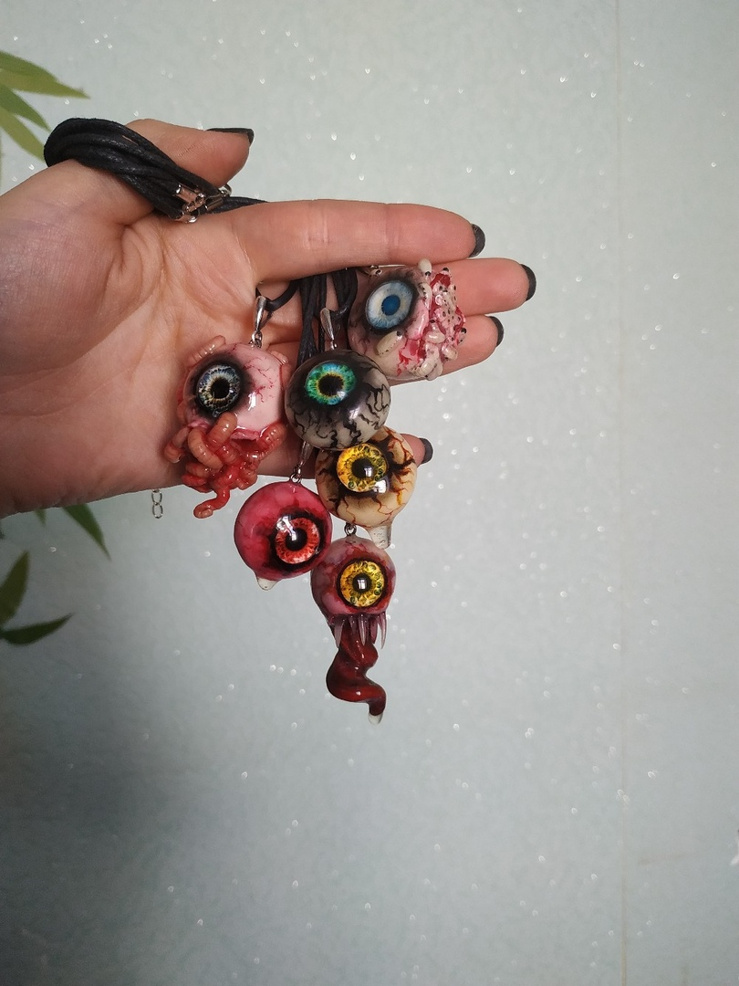 How do you?) - My, Eyes, Polymer clay, Handmade, Unique accessories, Gothic, Longpost