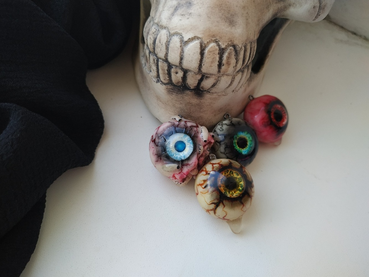 How do you?) - My, Eyes, Polymer clay, Handmade, Unique accessories, Gothic, Longpost