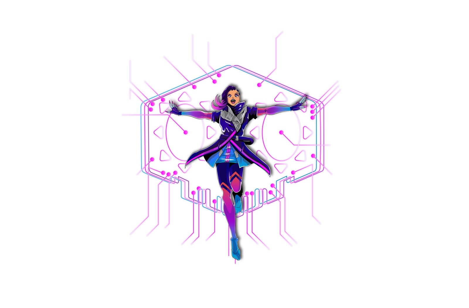 Sombra Overwatch game art - Моё, Overwatch, Sombra, Adobe Illustrator, Photoshop, Длиннопост, Рисунок, Цифровой рисунок, Игры, Персонажи