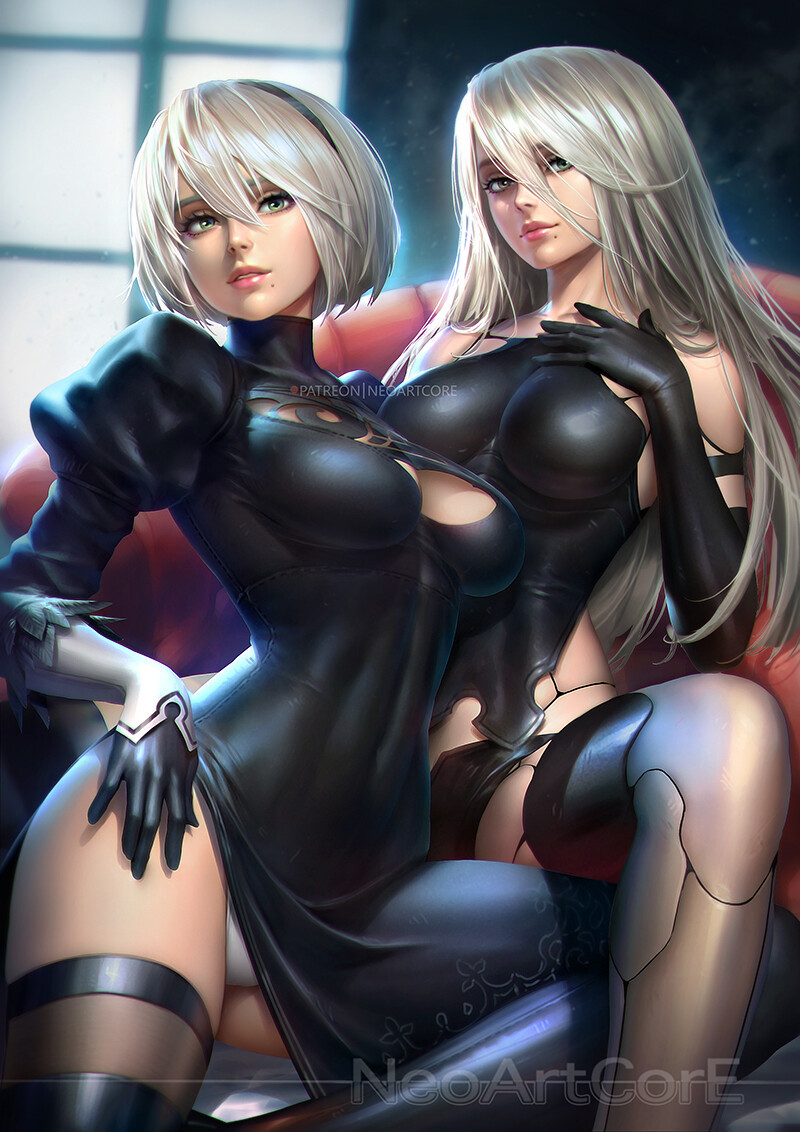 2B-A2 NieR:Automata - NSFW, NIER Automata, Yorha unit No 2 type B, Yorha unit No 2 type a, Арт, Neoartcore, Компьютерные игры