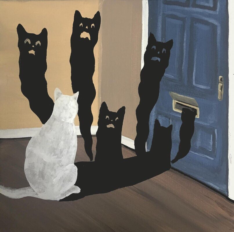 Daniel Ryan and cats - Art, Drawing, Surrealism, cat, Danial Ryan, Longpost, A selection