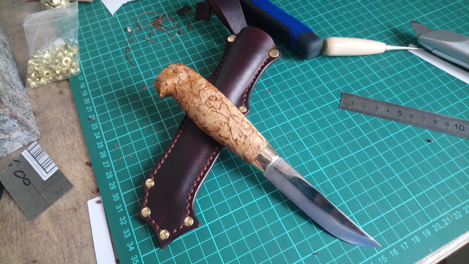 Finnish knife. - My, Knife, Handmade, Finn, , Needlework without process, Natural leather, Longpost