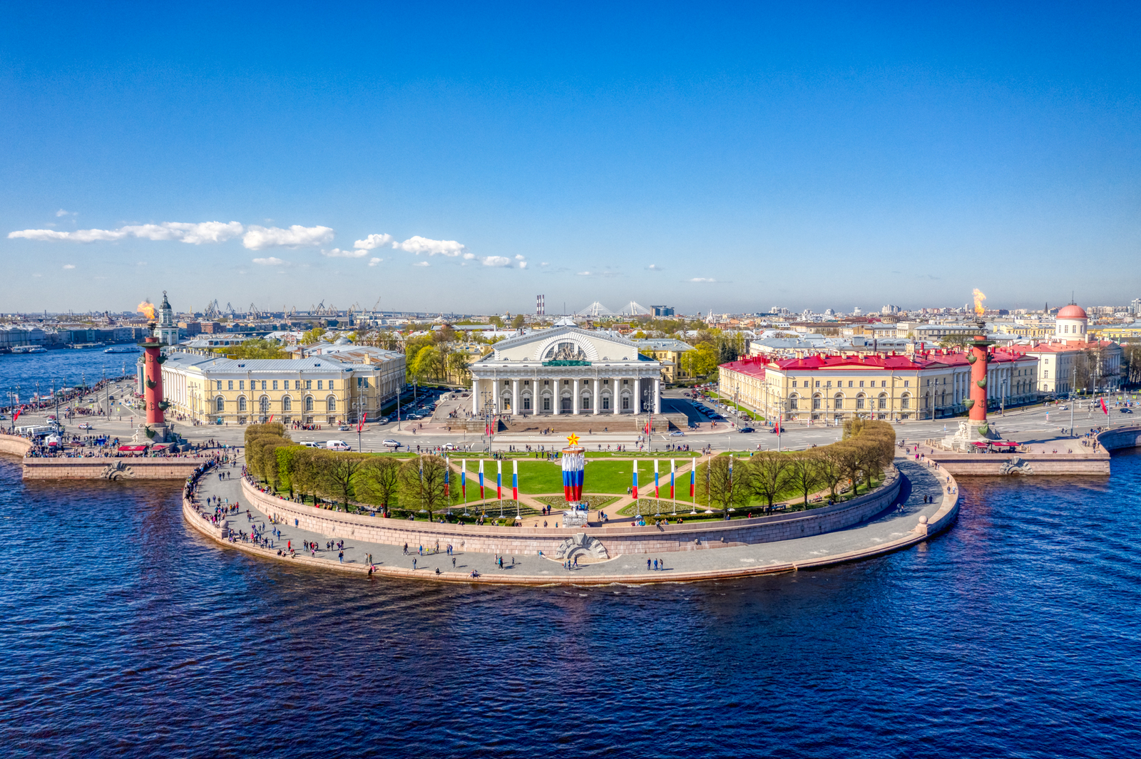 Arrow this morning - My, Saint Petersburg, Vasilievsky Island, Spit of Vasilyevsky Island, Rostral columns