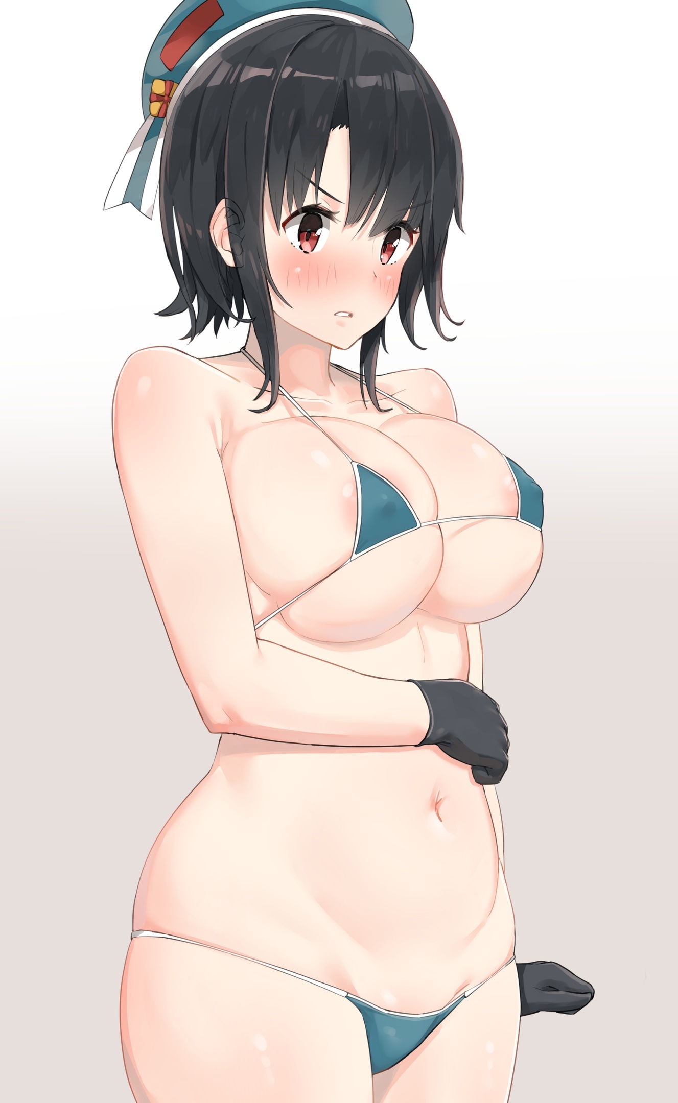 Takao - NSFW, Kantai Collection, Takao, Этти, Sugoi Dekai, Купальник, Жмёт, Аниме, Арт