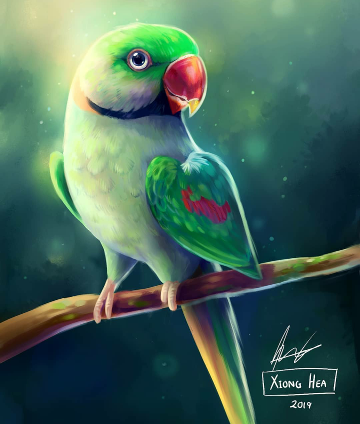 Cool art. - Nyasha, Birds, A parrot, Art