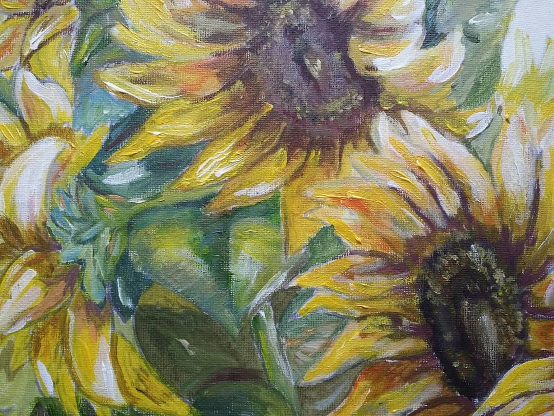 Sunflowers - My, Painting, Acrylic, Sunflower, Flowers