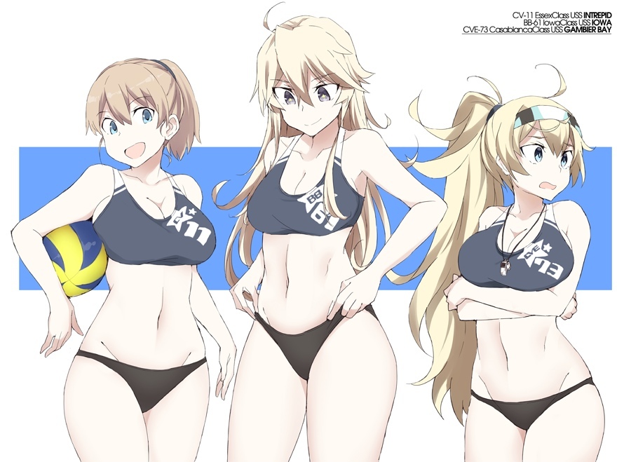 Intrepid, Iowa & Gambier Bay - NSFW, Kantai collection, Intrepid, Uss Iowa, Gambier bay, Anime art, Anime, Art, Sugoi dekai