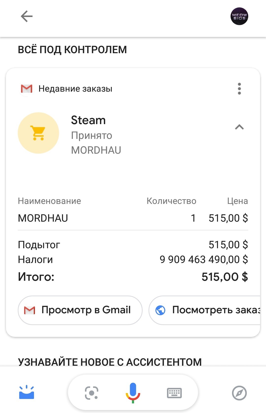 Everything's under control... - My, Steam, Google, Virtual assistant, Tax