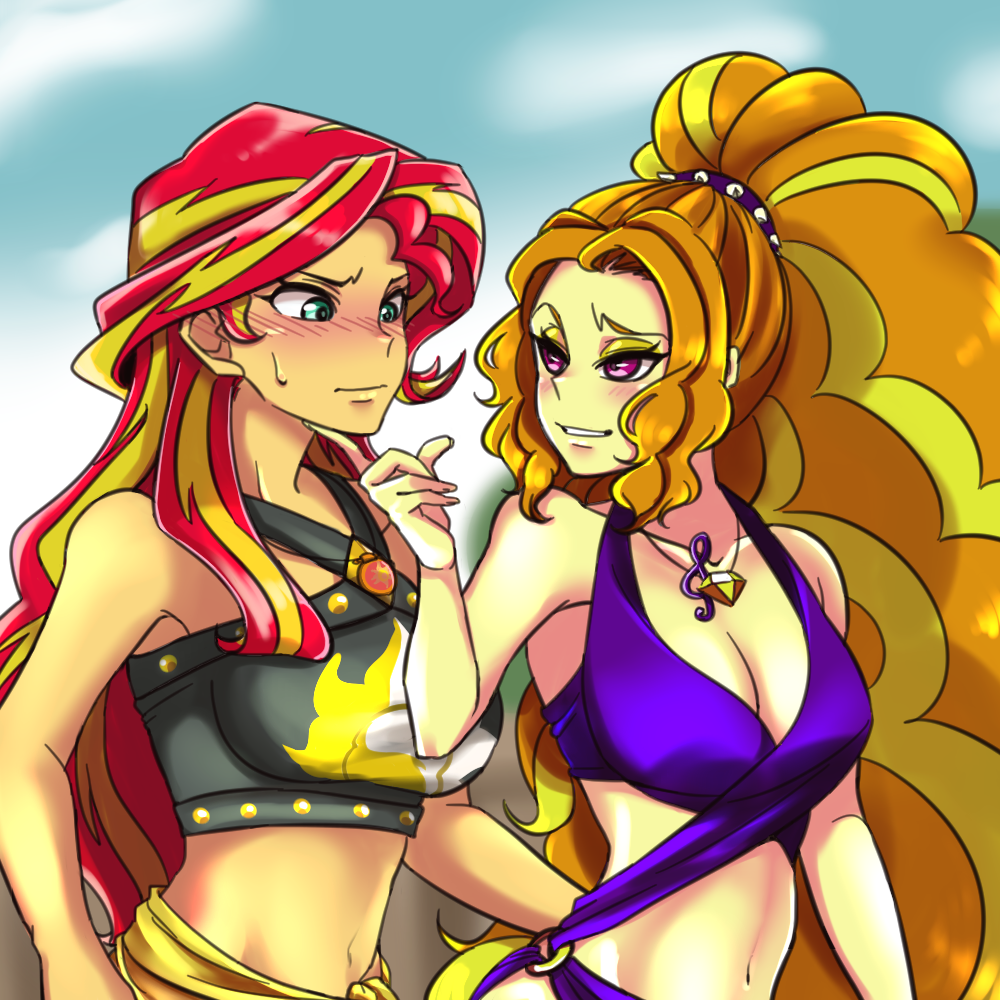 Equestrian women are arguing about something. - My little pony, PonyArt, Sunset shimmer, Adagio dazzle, Shipping, Equestria girls, MLP Lesbian, 