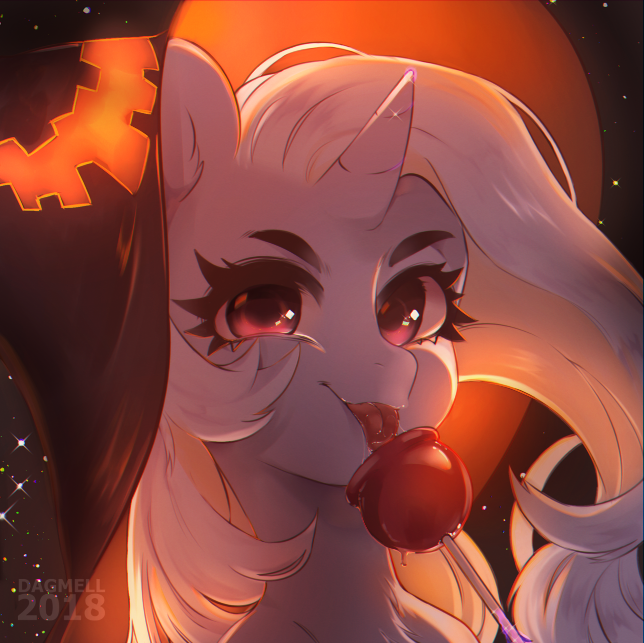 Trixie lulamoon - My little pony, Trixie, Halloween, Witch Hat, Language, Apples, Portrait, 