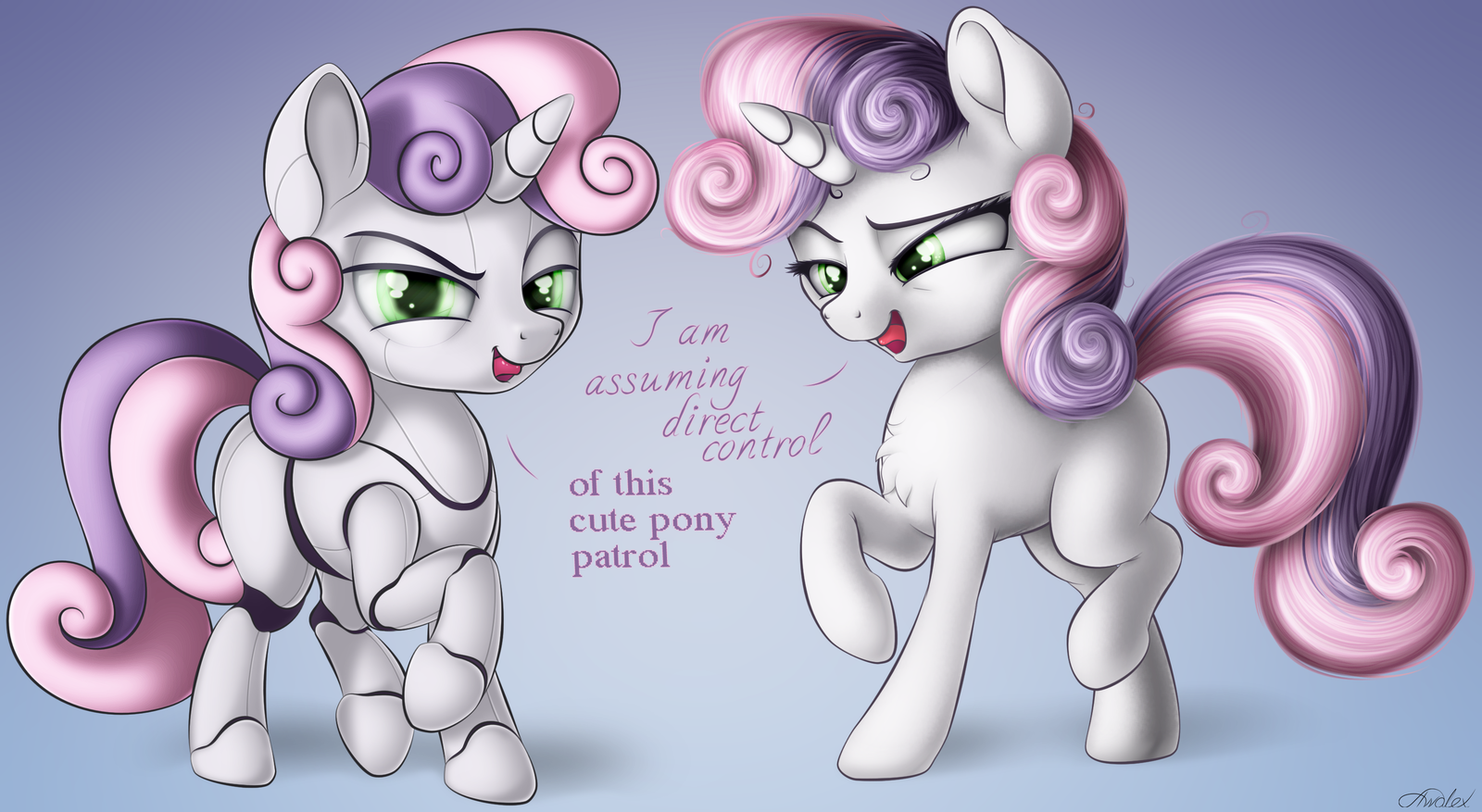 Double cutie - My little pony, Sweetie belle, Sweetie Bot, Awalex