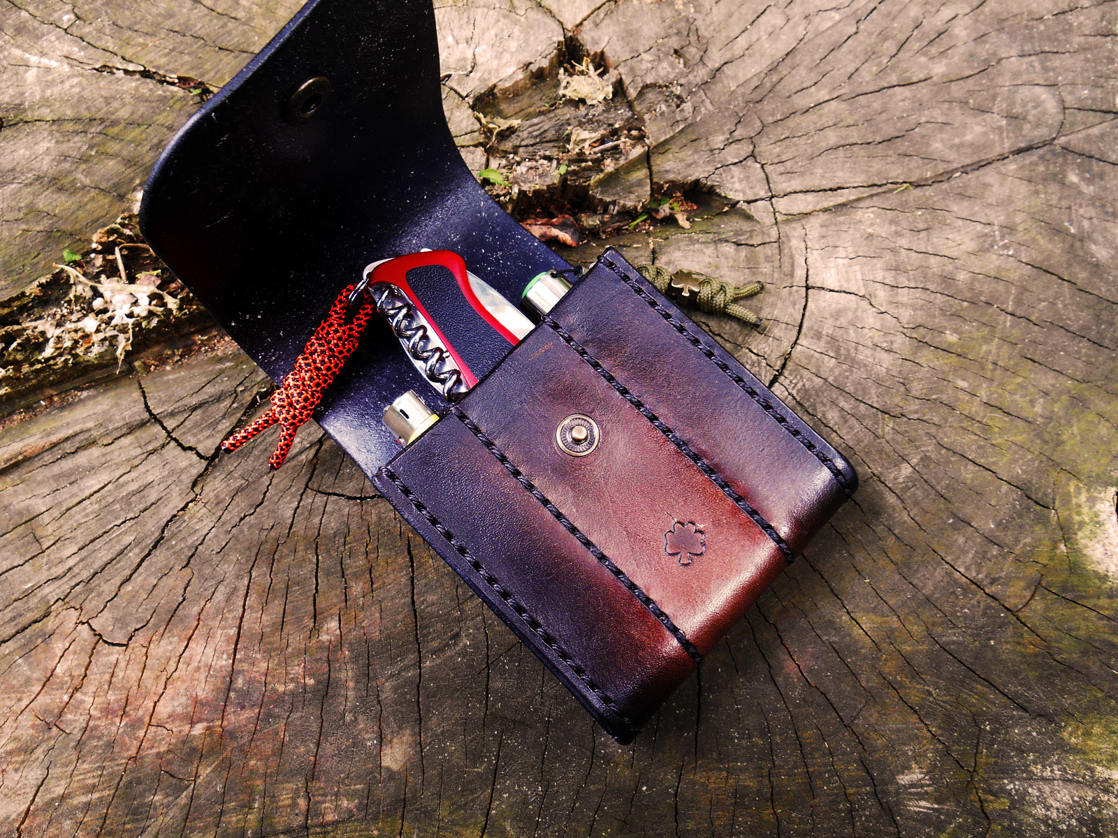 Pouch for knife, flashlight and lighter - My, With your own hands, Handmade, Leather, Leather case, Pouchok, EDC, Needlework without process, Longpost, Leather products