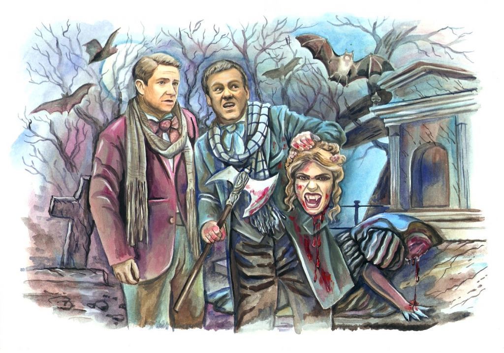 Art series: Vampire Ball, Air Force Sherlock - My, Vampire Ball, Alfred, Watson, Lestrade, , BBC Sherlock series, Fan art, Crossover, John Watson