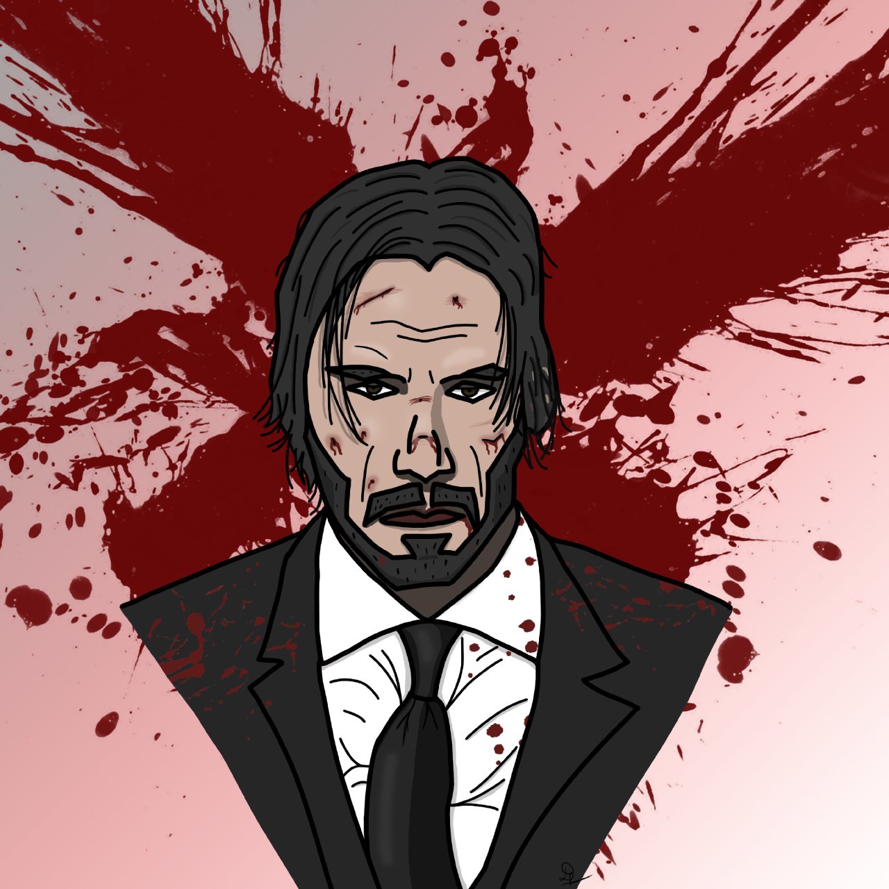 John Wick. Tired - My, John Wick, Drawing, Photoshop, Longpost, Keanu Reeves