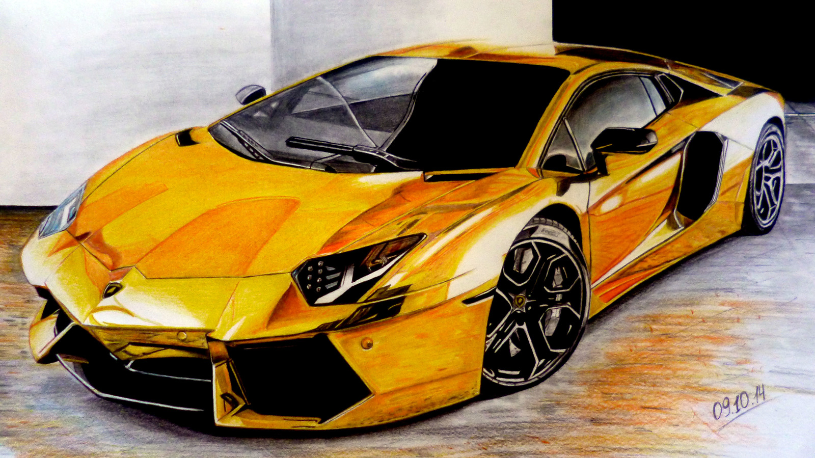 Lamborghini Aventador - Моё, Авто, Рисунок, Скетч, Lamborghini, Lamborghini Aventador, Арт, Цветные карандаши