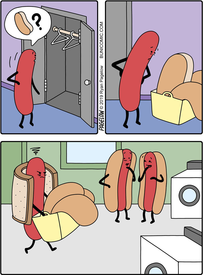 Сосиска - Buni, Pagelow, Комиксы, Одежда, Юмор, Стирка, Хот-Дог, Булочки