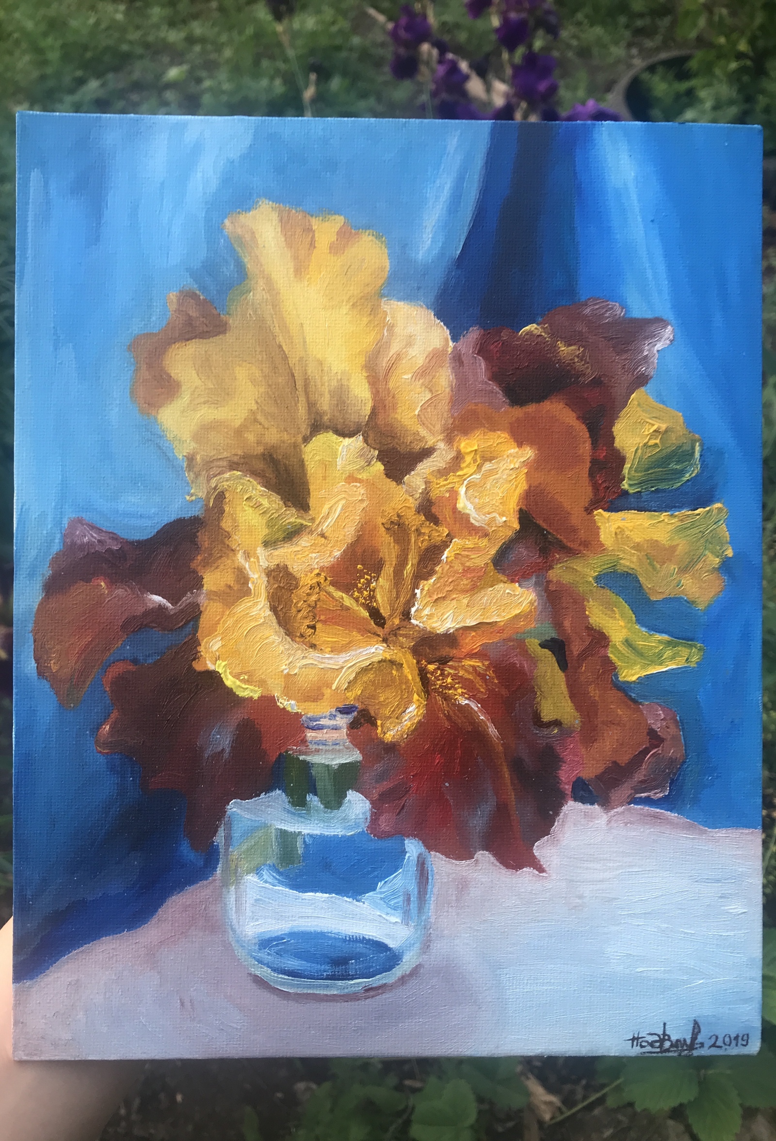 garden irises - My, Irises, Oil painting, Painting, Art, Longpost, Painting, Butter, Still life, Flowers