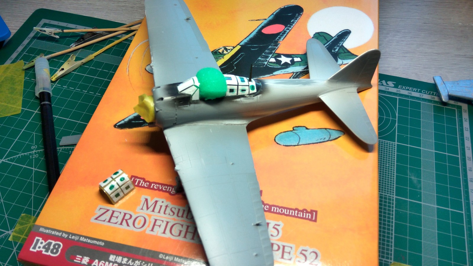 Mitsubishi a6m5 zero 1/48 - Моё, Стендовый моделизм, Длиннопост, Авиация